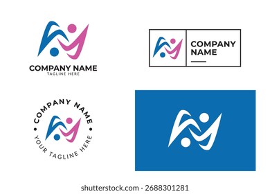 Abstrakte Menschen Logo Design Symbol Vorlage. Logo für abstrakte Personen, Gemeinschaft, Familie und Kinderbetreuung