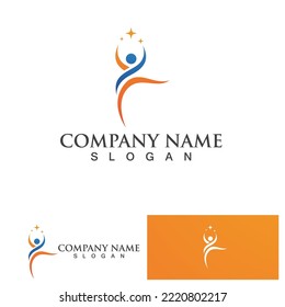 Abstract people logo design.fun people,healthy people,sport,community people symbol vector illustration