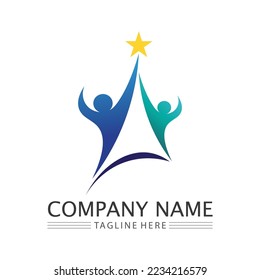 Abstract people logo design.fun people,healthy people,sport,community people symbol vector illustration