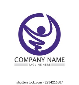 Abstract people logo design.fun people,healthy people,sport,community people symbol vector illustration