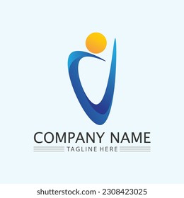 Abstract people logo design.fun people,healthy people,sport,community people symbol vector illustration