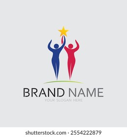 Abstract people logo design.fun people,healthy people,sport,community people symbol vector illustration