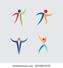 Abstract people logo design.fun people,healthy people,sport,community people symbol vector illustration