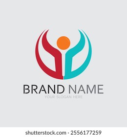 Abstract people logo design.fun people,healthy people,sport,community people symbol vector illustration