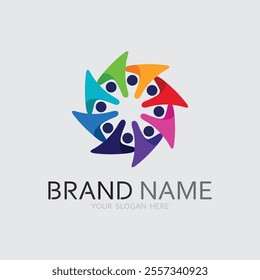 Abstract people logo design.fun people,healthy people,sport,community people symbol vector illustration