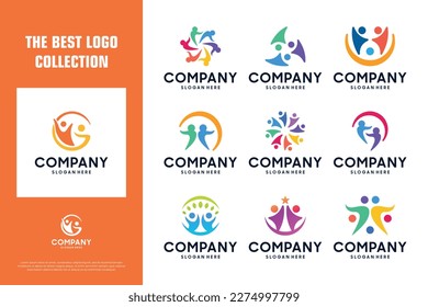abstract people logo design sign of unity, partnership, leadership, community, teamwork, diversity.