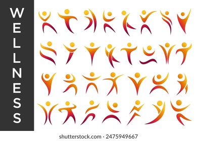 Abstract people logo design. sports, Gym ,fitness, running trainer icon set vector illustration