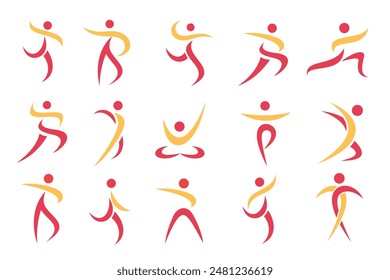 Abstract people logo design. sports, Gym ,fitness, running trainer icon set vector illustration