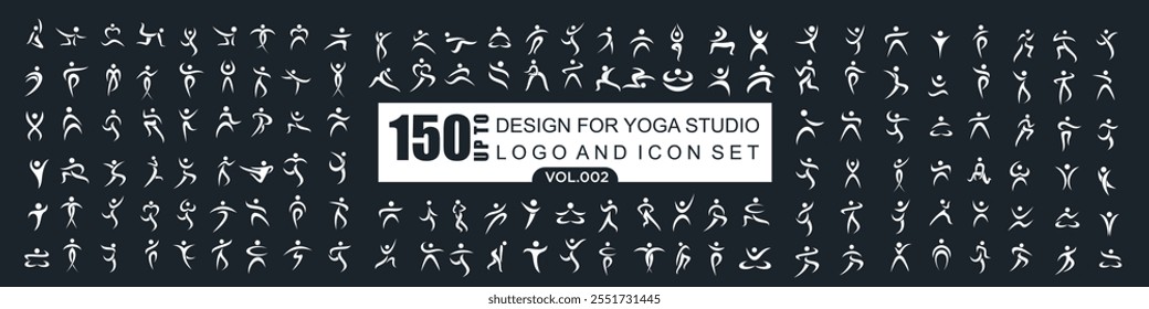 Diseño de logotipo de personas Abstractas. deportes, gimnasio, fitness, Ilustración vectorial de conjunto de iconos de entrenador de running