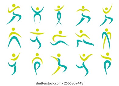 Abstract people logo design. sports, Gym ,fitness, running trainer icon set vector illustration