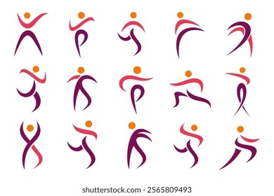 Abstract people logo design. sports, Gym ,fitness, running trainer icon set vector illustration