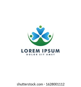 Abstract people logo design template vector