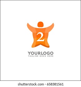 Abstract People Logo Design Template, Happy Run People Logo. Number 2