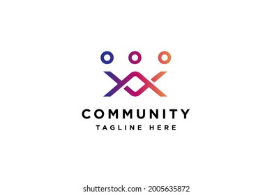 Abstract people logo design vector illustration. People suitable for community and team work company logos.