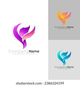 Logo abstrakter Menschen mit Branddesign-Vektorgrafik, 3D bunt
