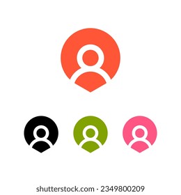 Abstract People Logo. Geometric Shape with Human Icon inside isolated on White Background. Flat Vector Logo Design Template Element.