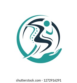 Abstract people logo with hand. Creative, illustration