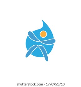 Abstract people logo icon design vector template. Water with people icon design vector illustration.