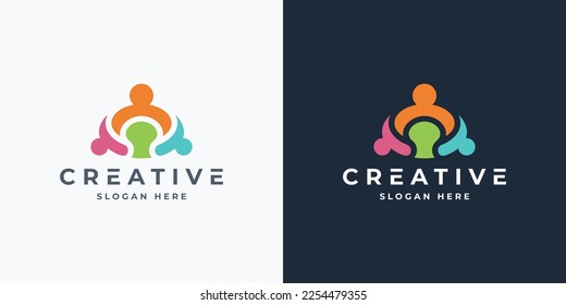 Abstract people logo icon design minimal style illustration. Family teamwork sign symbol logotype.