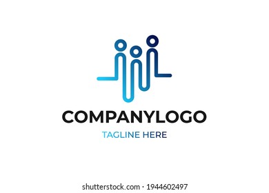 Abstract People Logo isolated on White Background. Usable for Teamwork and Family Logos. Flat Vector Logo Design Template Element