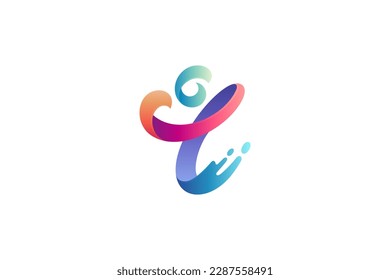 Abstract people logo in multiple color with wave splash effect
