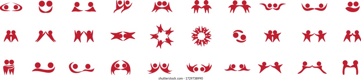 Abstract People Logo Set. Human Figure Isolated On White Background. Icons Collection For Human Success, Celebration Logo, Achievement Symbol And Activity. Different Happy People. Figure Logo, Vector