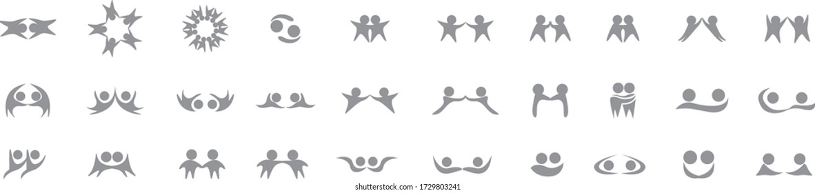 Resumen del conjunto de logotipos de personas. Figura Humana Aislada En Fondo Blanco. Colección De Iconos Para El Éxito Humano, Logo De Celebración, Símbolo De Logro Y Actividad. Gente Feliz Diferente. Logo de la Figura, vector