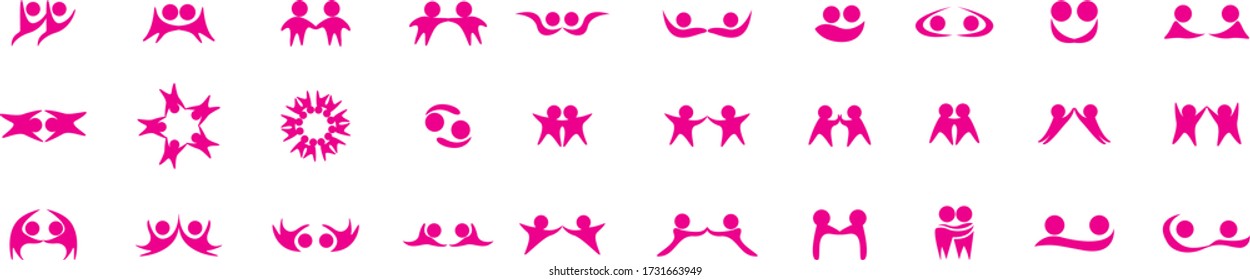 Abstract People Logo Set. Human Figure Isolated On White Background. Icons Collection For Human Success, Celebration Logo, Achievement Symbol And Activity. Different Happy People. Figure Logo, Vector