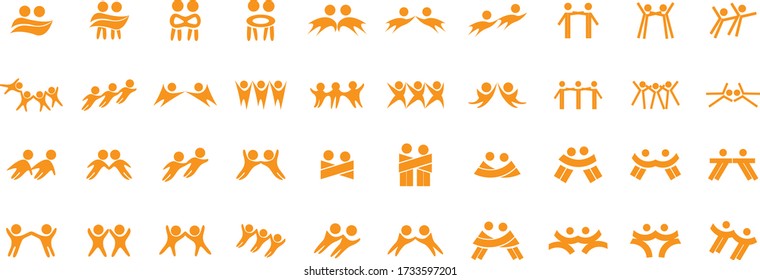 Abstract People Logo Set. Human Figure Isolated On White Background. Icons Collection For Human Success, Celebration Logo, Achievement Symbol And Activity. Different Happy People. Figure Logo, Vector