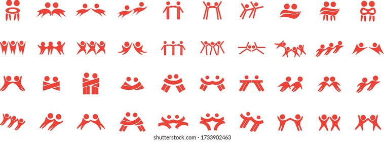 Resumen del conjunto de logotipos de personas. Figura Humana Aislada En Fondo Blanco. Colección De Iconos Para El Éxito Humano, Logo De Celebración, Símbolo De Logro Y Actividad. Gente Feliz Diferente. Logo de la Figura, vector