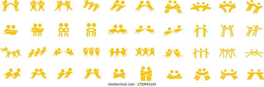 Abstract People Logo Set. Human Figure Isolated On White Background. Icons Collection For Human Success, Celebration Logo, Achievement Symbol And Activity. Different Happy People. Figure Logo, Vector