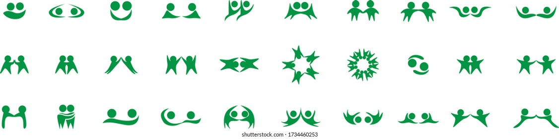 Abstract People Logo Set. Human Figure Isolated On White Background. Icons Collection For Human Success, Celebration Logo, Achievement Symbol And Activity. Different Happy People. Figure Logo, Vector