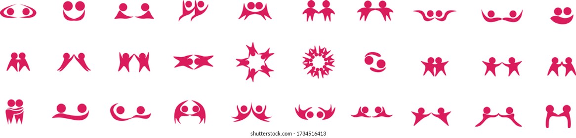 Abstract People Logo Set. Human Figure Isolated On White Background. Icons Collection For Human Success, Celebration Logo, Achievement Symbol And Activity. Different Happy People. Figure Logo, Vector