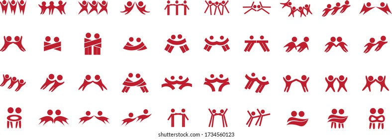 Abstract People Logo Set. Human Figure Isolated On White Background. Icons Collection For Human Success, Celebration Logo, Achievement Symbol And Activity. Different Happy People. Figure Logo, Vector