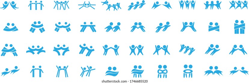 Abstract People Logo Set. Human Figure Isolated On White Background. Icons Collection For Human Success, Celebration Logo, Achievement Symbol And Activity. Different Happy People. Figure Logo, Vector