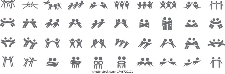 Resumen del conjunto de logotipos de personas. Figura Humana Aislada En Fondo Blanco. Colección De Iconos Para El Éxito Humano, Logo De Celebración, Símbolo De Logro Y Actividad. Gente Feliz Diferente. Logo de la Figura, vector
