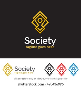 Abstract People Logo, Society, Institution, Website, Forum or Community Logo Template Design Vector