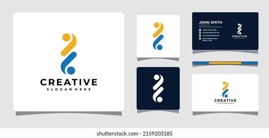 Abstract People Logo Template With Business Card Design Inspiration