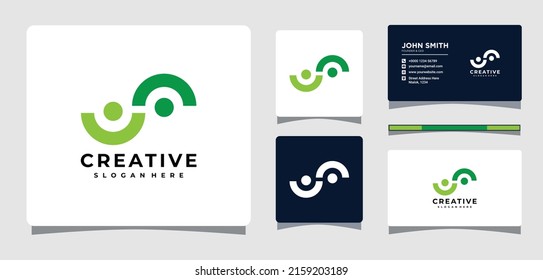 Abstract People Logo Template With Business Card Design Inspiration