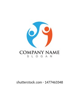 Abstract people logo template design vector, emblem concept creative