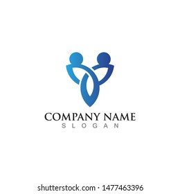 Abstract people logo template design vector, emblem concept creative