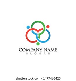Abstract people logo template design vector, emblem concept creative