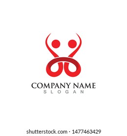 Abstract people logo template design vector, emblem concept creative