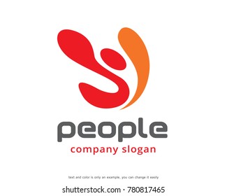 Abstract People Logo Template Design Vector, Emblem, Design Concept, Creative Symbol, Icon
