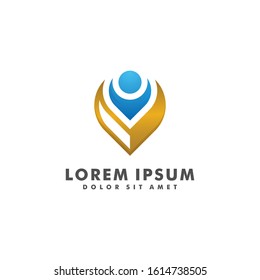 Abstract people logo template, Natural health icon design - vector illustration