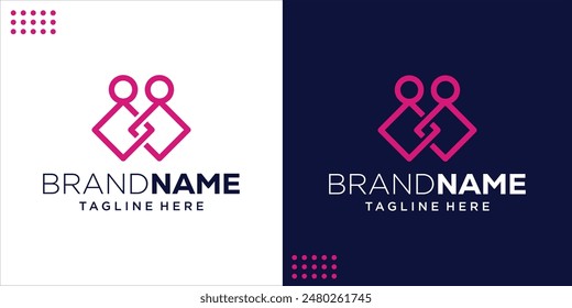 Abstract people logo Two people holding hands, Design Inspiration, Illustration, Vector