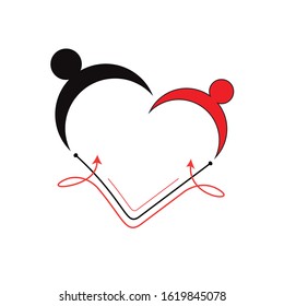 Abstract people logo vector design isolated on white background. Love Couple Symbol