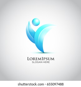 Abstract People Logo Vector Design Template in Blue Light Color . Vector Illustration eps.10