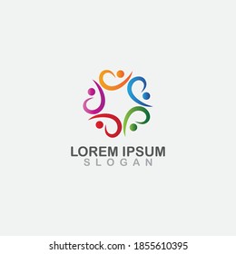 Resumen del logotipo de la gente Vector Emblem Design Template. Icono de Círculo creativo de personas