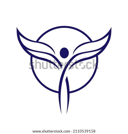 Abstract people logo with wing on the white background. Vector illustration EPS.8 EPS.10